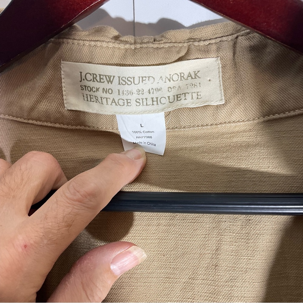 J. Crew Women’s Anorak Heritage Silhouette Hooded Pullover Jacket Beige Size LG - Picture 2 of 16